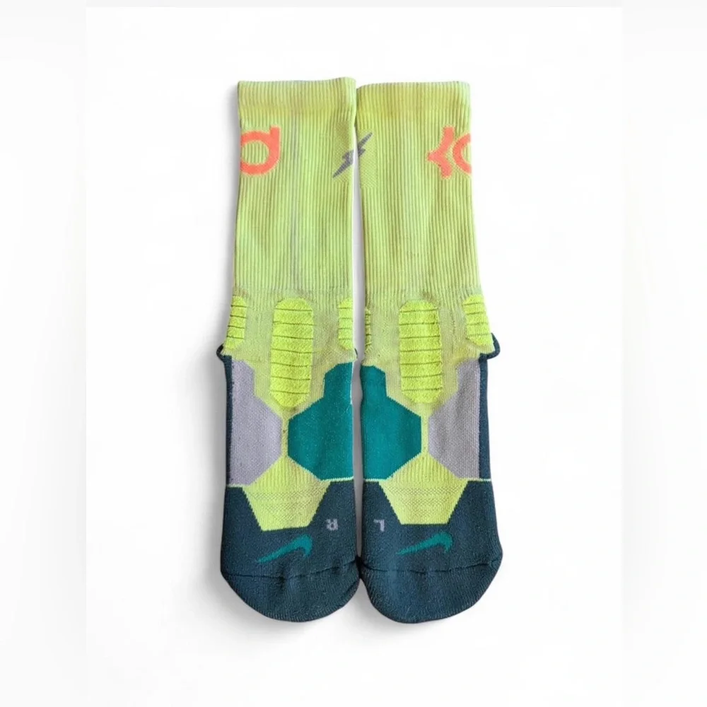Nike KD Hyperelite Basketball Socks Youth Medium Volt Green Lightning